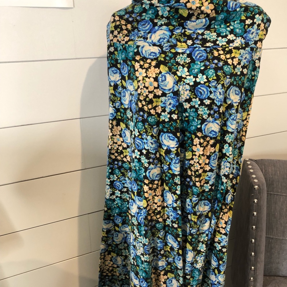 Lularoe Maxi Skirt Floral teal and black